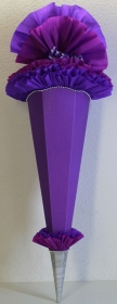 Schultüte Zuckertüte Rohling zum selbst verzieren Rohling 70 75 80 85 90 100 cm / 1m für Mädchen HANDARBEIT violett dunkelblau  - Handarbeit kaufen