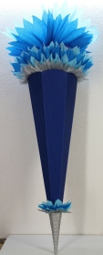 Schultüte Zuckertüte Rohling zum selbst verzieren Rohling 70 75 80 85 90 100 cm / 1m für Jungen HANDARBEIT dunkelblau königblau hellblau silber - Handarbeit kaufen