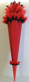 Schultüte Zuckertüte Rohling zum selbst verzieren Rohling 70 75 80 85 90 100 cm / 1m für Jungen HANDARBEIT rot schwarz  - Handarbeit kaufen
