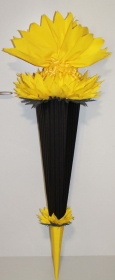 Schultüte Zuckertüte Rohling zum selbst verzieren Rohling 70 75 80 85 90 100 cm / 1m für Jungen HANDARBEIT gelb ( Floristen Krepppapier ) schwarz grau - Handarbeit kaufen