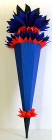 Schultüte Zuckertüte Rohling zum selbst verzieren Rohling 70 75 80 85 90 100 cm / 1m für Jungen HANDARBEIT dunkelblau blau schwarz rot - Handarbeit kaufen