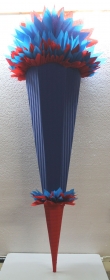Schultüte Zuckertüte Rohling zum selbst verzieren Rohling 70 75 80 85 90 100 cm / 1m für Jungen HANDARBEIT dunkelblau rot - Handarbeit kaufen