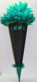 Schultüte Zuckertüte Rohling zum selbst verzieren Rohling 70 75 80 85 90 100 cm / 1m für Jungen HANDARBEIT moosgrün grün schwarz - Handarbeit kaufen