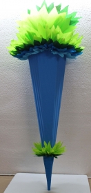 Schultüte Zuckertüte Rohling zum selbst verzieren Rohling 70 75 80 85 90 100 cm / 1m für Jungen HANDARBEIT blau grün - Handarbeit kaufen