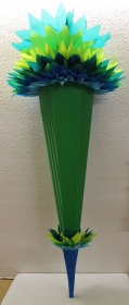 Schultüte Zuckertüte Rohling zum selbst verzieren Rohling 70 75 80 85 90 100 cm / 1m für Jungen HANDARBEIT grün blau - Handarbeit kaufen