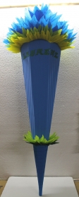 Schultüte Zuckertüte Rohling zum selbst verzieren Rohling 70 75 80 85 90 100 cm / 1m für Jungen HANDARBEIT blau gelb grün - Handarbeit kaufen