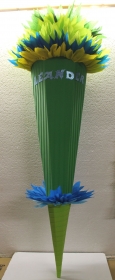 Schultüte Zuckertüte Rohling zum selbst verzieren Rohling 70 75 80 85 90 100 cm / 1m für Jungen HANDARBEIT grün gelb blau - Handarbeit kaufen