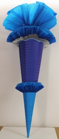 Schultüte Zuckertüte Rohling zum selbst verzieren Rohling 70 75 80 85 90 100 cm / 1m für Jungen HANDARBEIT blau dunkelblau silber - Handarbeit kaufen