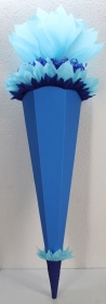 Schultüte Zuckertüte Rohling zum selbst verzieren Rohling 70 75 80 85 90 100 cm / 1m für Jungen HANDARBEIT blau dunkelblau hellblau - Handarbeit kaufen