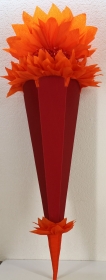 Schultüte Zuckertüte Rohling zum selbst verzieren Rohling 70 75 80 85 90 100 cm / 1m für Jungen HANDARBEIT orange/hellrot rot  - Handarbeit kaufen