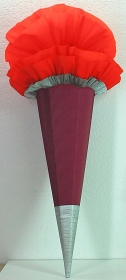 Schultüte Zuckertüte Rohling zum selbst verzieren Rohling 70 75 80 85 90 100 cm / 1m für Jungen HANDARBEIT weinrot rot silber - Handarbeit kaufen