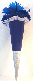 Schultüte Zuckertüte Rohling zum selbst verzieren Rohling 70 75 80 85 90 100 cm / 1m für Jungen HANDARBEIT dunkelblau weiß silber - Handarbeit kaufen