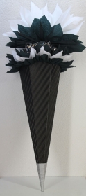 Schultüte Zuckertüte Rohling zum selbst verzieren Rohling 70 75 80 85 90 100 cm / 1m für Jungen HANDARBEIT schwarz weiß silber  - Handarbeit kaufen