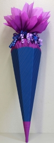 Schultüte Zuckertüte Rohling zum selbst verzieren Rohling 70 75 80 85 90 100 cm für Mädchen HANDARBEIT lila dunkelblau violett - Handarbeit kaufen