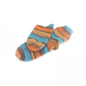 Socken Größe 40, Wollsocken, Socken gestrickt in türkis braun orange nach Farbverlauf 