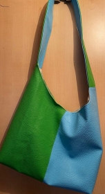 Handgefertigte Blau/Türkis-Grüne Kunstledertasche/Umhängetasche - Handarbeit kaufen