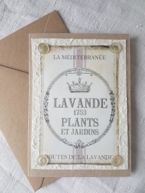 Vintage Klappkarte Grußkarte Lavendel 