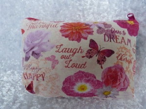 Kleine Kosmetiktasche aus Baumwollstoff weiß mit rosa Blumen - Beautiful - Handarbeit kaufen