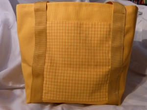 Strandtasche / Einkaufstasche  Sonnengelb aus Markisenstoff und Wachstuch - Handarbeit kaufen