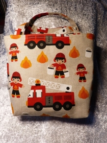 Kinder Tasche / Einkaufstasche mit Feuerwehrmotiven und Tieren - Handarbeit kaufen