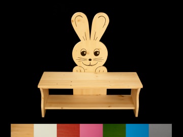 Kinderbank Hase mit Wunschfarbe komplett lackiert (Kindersitzbank aus Holz, Schuhbank, Sitzbank für Kinder) - Handarbeit kaufen