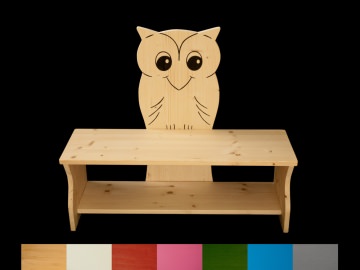 Kinderbank Eule mit Wunschfarbe komplett lackiert (Kindersitzbank aus Holz, Schuhbank, Sitzbank für Kinder) - Handarbeit kaufen
