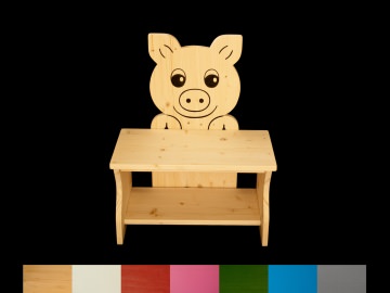 Kinderbank Schwein mit Wunschfarbe komplett lackiert (Kindersitzbank aus Holz, Schuhbank, Sitzbank für Kinder)