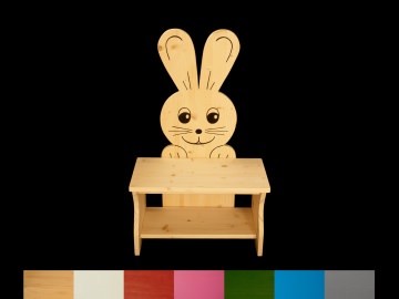 Kinderbank Hase mit Wunschfarbe komplett lackiert (Kindersitzbank aus Holz, Schuhbank, Sitzbank für Kinder)
