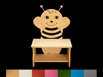 Kinderbank Biene mit Wunschfarbe komplett lackiert (Kindersitzbank aus Holz, Schuhbank, Sitzbank für Kinder)