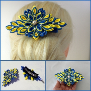Haarspange, Haarklammer, Kanzashi Blume, Haarschmuck   - Handarbeit kaufen
