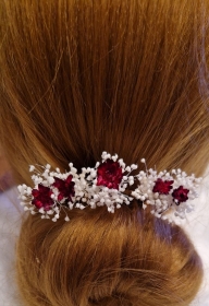  Zartes Haarschmuck Haarnadel Konserviertes Schleierkraut ,Bordeaux , Rotwein, Weiß Trockenblumen Boho Hochzeit Brautschmuck Blumen Hochzeit