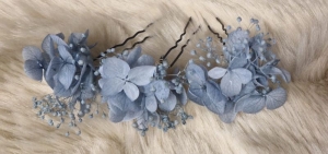  Zartes Haarschmuck 3 x Haarnadel Konserviertes Schleierkraut Ice Blau, Grau Blau ,Hortensien  Trockenblumen Boho Hochzeit Brautschmuck Blumen Hochzeit   