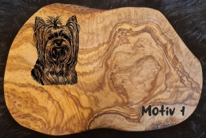 Olivenholz Frühstücksbrett Schneidebrett Holz Brett Geschenk für Hundebesitzer Yorki Hundeliebe Hundeliebhaber - Handarbeit kaufen