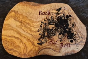 Rocker Geschenk Rock and Roll Olivenholz Frühstücksbrett Schneidebrett Holz Brett Geschenk  Geburtstag - Handarbeit kaufen