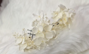  Zartes Haarschmuck 3 x Haarnadel Konserviertes Schleierkraut Hortensien Weiß Creme Ecru Trockenblumen Boho Hochzeit Brautschmuck Blumen Hochzeit   