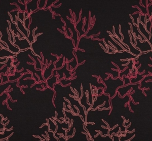 Modal Jersey Stoff mit Koralle // lillestoff Nestgezwitscher Viskosejersey Meterware bedruckt //  Stoffe zum nähen // schwarz rosa orange