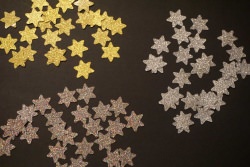 Sterne Aufkleber Hotfix Bügelbild Textilaufkleber Glitterfolie gelb gold 15 Stück