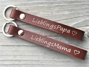 Schlüsselanhänger aus Leder, Set, Lieblingsmama,  Lieblingspapa, Namen oder kleinen Text, beste mama, einzigartiges Geschenk
