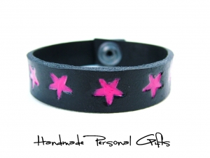 Kinderarmband, Lederarmband, Sterne, Stern, Sternarmband, einzigartiges Armband, roza, benutzerdefiniertes Armband