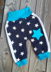Babyhose /Pumphose- Stern blau +Streifen - in den Gr. 50/56 bis 122 aus Jersey   - Handarbeit kaufen