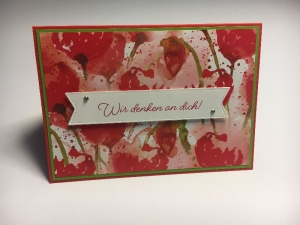 Glückwunschkarte zum Geburtstag mit Grusstext Handgefertigt aus Farbkarton in Rot+Weiß - Handarbeit kaufen