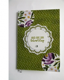 Stampin'Up! Geburtstagkarte mit Grußtext In Pastellfarben und Blüten Handarbeit - Handarbeit kaufen