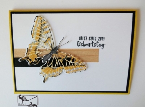  ♡ Geburtstagskarte ♡ mit gelben Schmetterling & Grusstext Handgefertigt mit Stampin'Up!  - Handarbeit kaufen