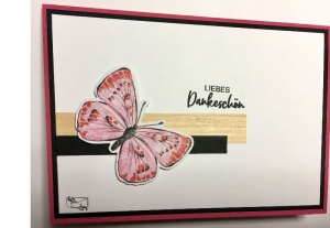  ♡ Danksagungskarte ♡ mit rotem Schmetterling & Grusstext Handgefertigt mit Stampin'Up! - Handarbeit kaufen