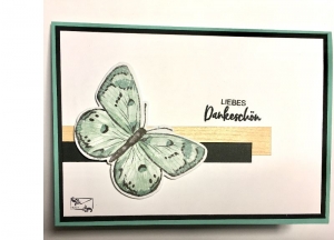  ♡ Danksagungskarte ♡ mit grünem Schmetterling & Grusstext Handgefertigt mit Stampin'Up! - Handarbeit kaufen