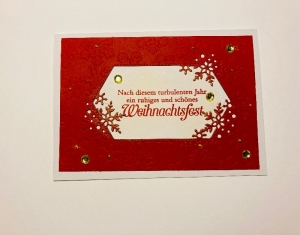  ☆Weihnachtskarte mit Schneeflocken☆ in Rot/Gold gefertigt aus Stampin up Farbkarton   - Handarbeit kaufen