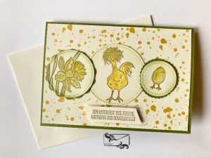 Stampin'Up! Glückwunschkarte zu Ostern mit Grusstext und Huhn Handgefertigt  - Handarbeit kaufen