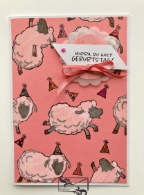 Kinder Glückwunschkarte Geburtstagskarte mit Schafen Handgefertigt mit Stampin Up Produkten   - Handarbeit kaufen
