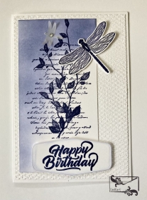 3D Glückwunschkarte zum ♡Geburtstag♡  mit Libellen und Grusstext Handgefertigt mit Stampin'Up Produkten - Handarbeit kaufen
