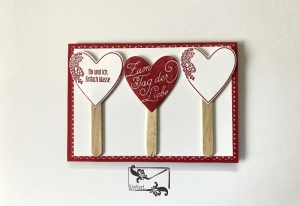  3D ♡ Valentinstagskarte ♡ Liebeskarte ♡ mit Grusstexten Eisstielen Handgefertigt mit Stampin'Up! Produkten  - Handarbeit kaufen